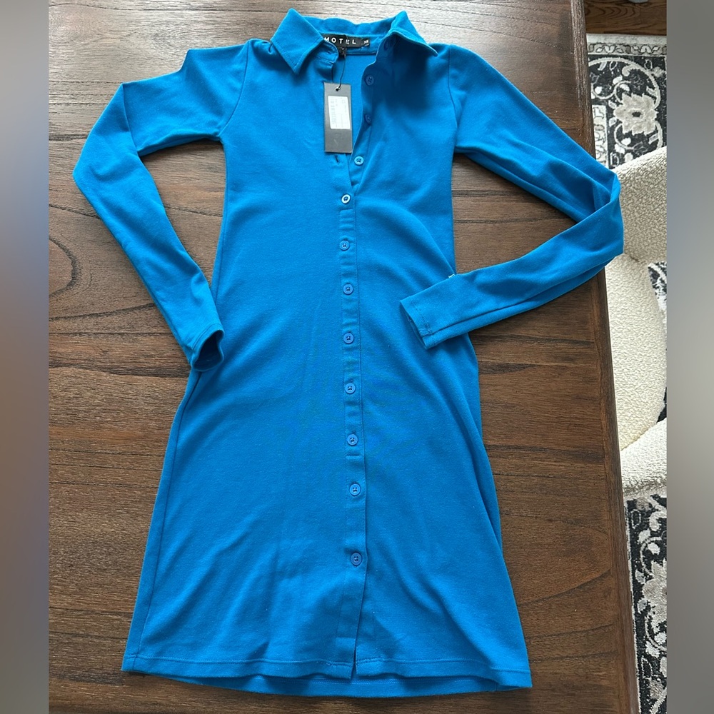 Motel Rocks - blue button down mini dress - size XS New With Tags